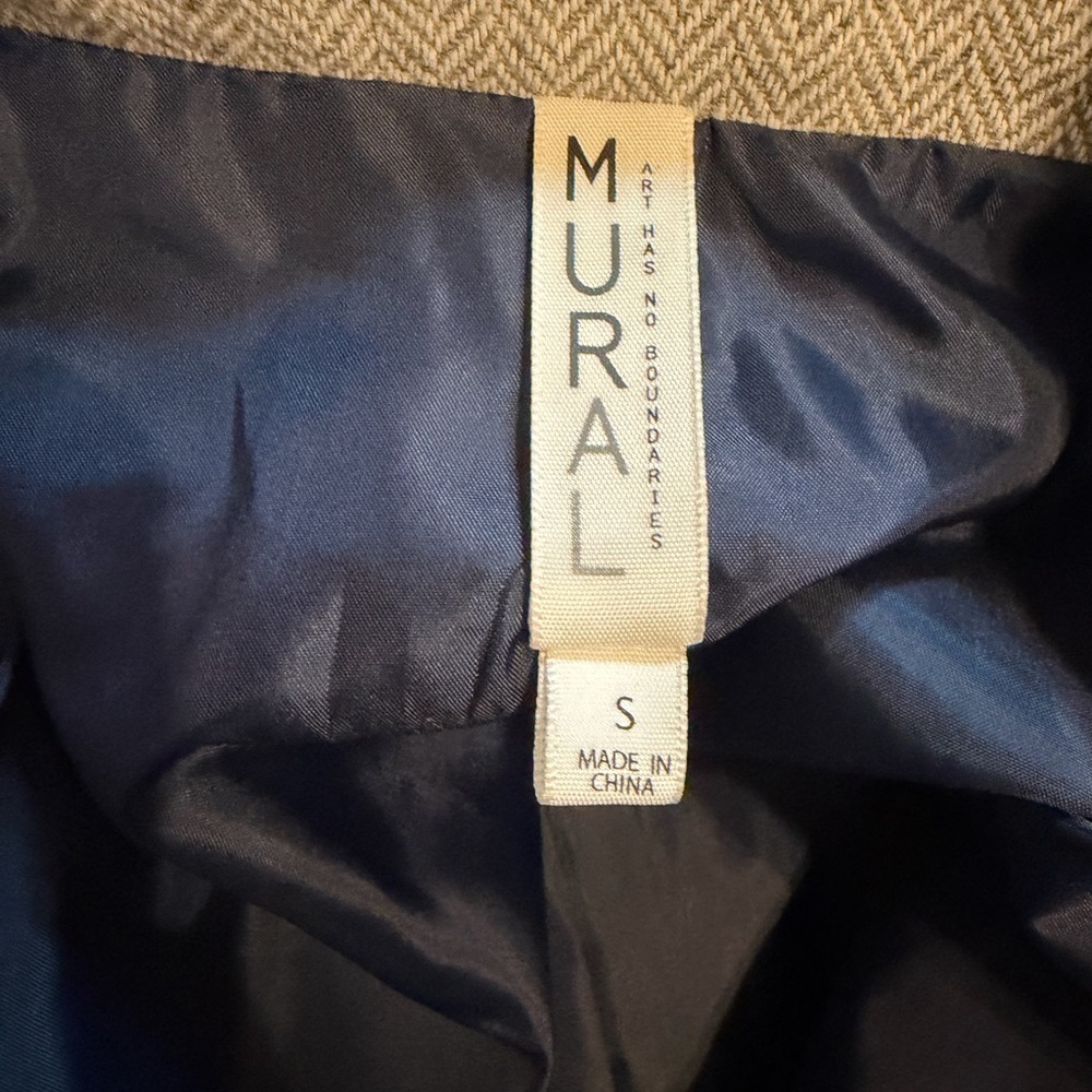 Mural Herringbone Navy Lined Suit Jacket - Picture 4 of 5